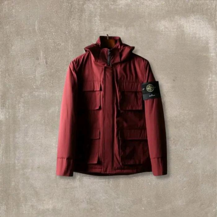 jaket gunung jaket waterproof jaket parka stone island premium Pria Hitam Tebal Cowok Keren Casual U