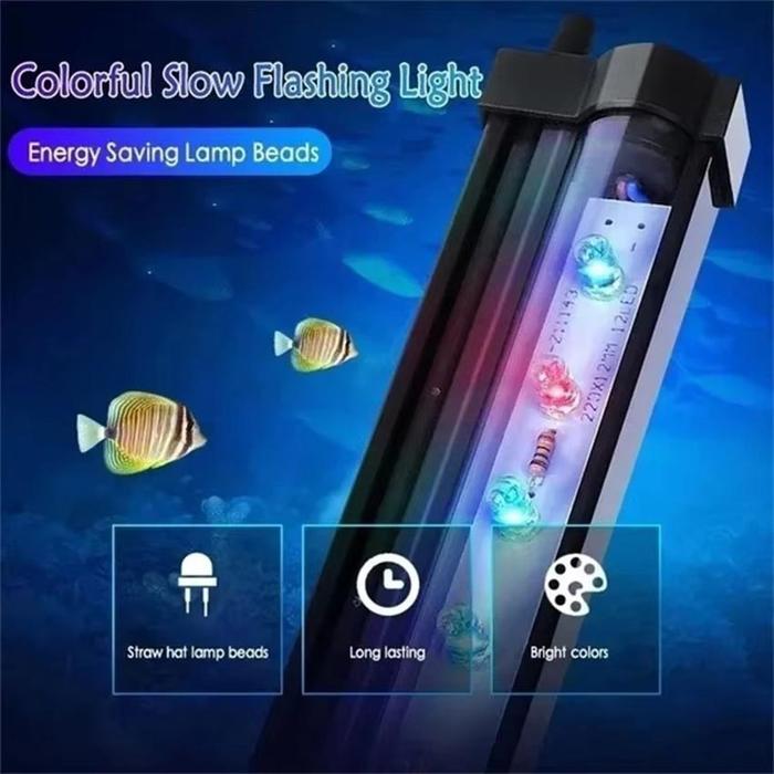 Lampu LED Celup Aquarium Lampu Gelembung Batu Aerator Lampu Akuarium