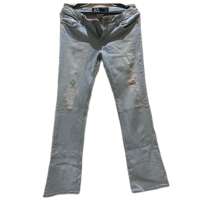 Celana Thrift Ripped Jeans Vintage Cutbray/Flare Zen - Light Grey/Blue