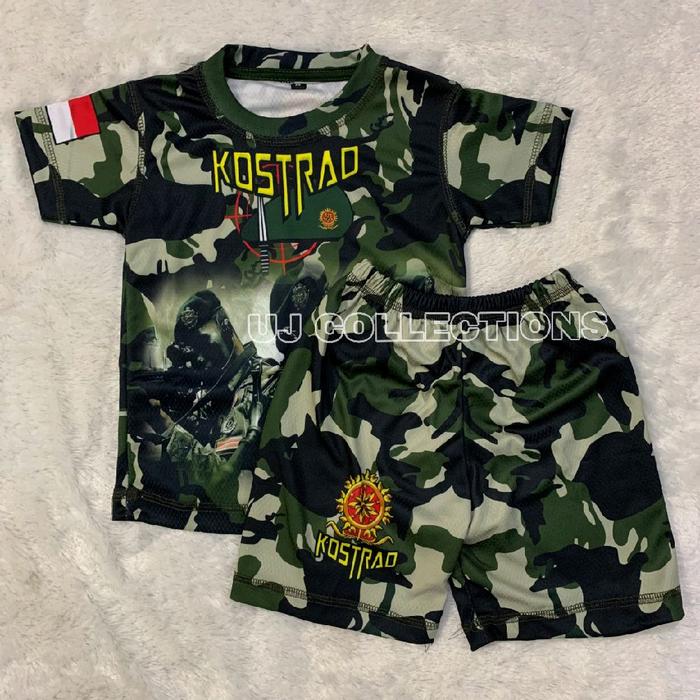 Setelan jersey anak lengan pendek motif kostrad - Baju setelan jersey kids army unisex Outdoor Sport