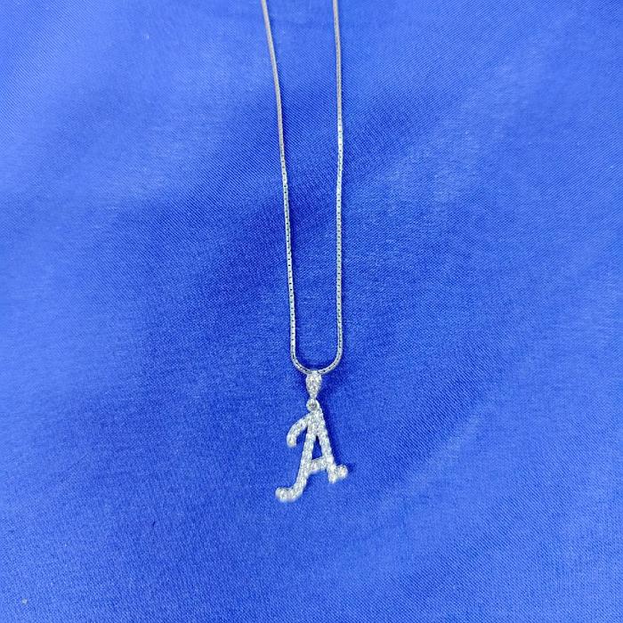 kalung itali liontin huruf A full mata p40 cm