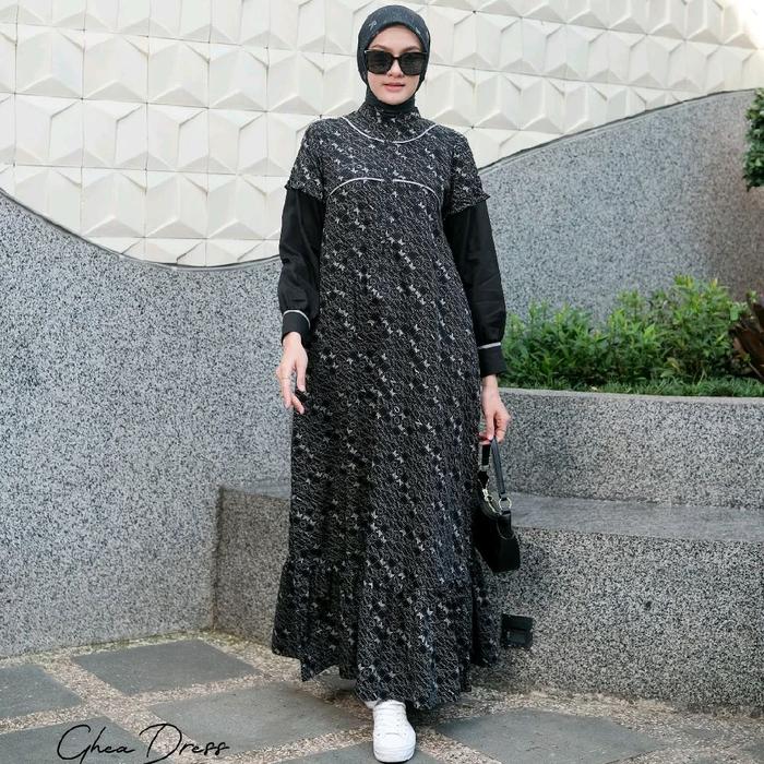 Korina Gamis Ghea Dress by Korina, Gaun Muslimah Elegan dengan Desain Modern dan Detail Bordir yang 