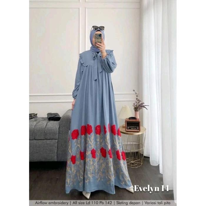 Ready evelyn 14 gamis cantik super simple ga ribet