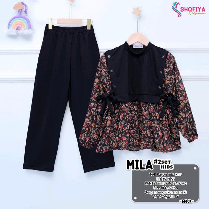 Mila Set Setelan Baju Anak Remaja Usia Tanggung 9 tahun Perempuan Kekinian Lebaran Terbaru 2024 Fash