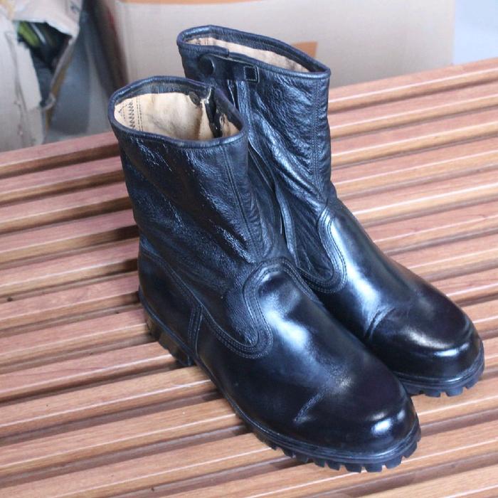 Sepatu boot high modis struktur kaku kulit asli "Hawkins england salon" upper kulit asli mantuk o