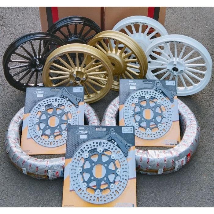 PAKETAN SET VELG V ROSSI GALAXY PALANG 18 PLUS CAKRAM DAN BAN MOTOR BEAT KARBU BEAT FI SCOOPY KARBU 