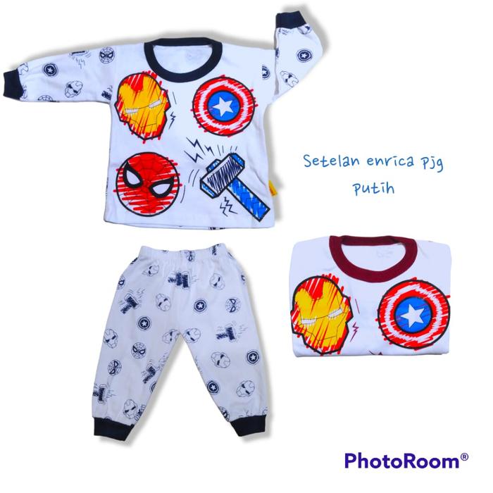 ENRICA SETELAN BAJU BAYI LENGAN & CELANA PANJANG BAHAN KAOS ADEM UKURAN 0 S M L TERMURAH BEST SELLER