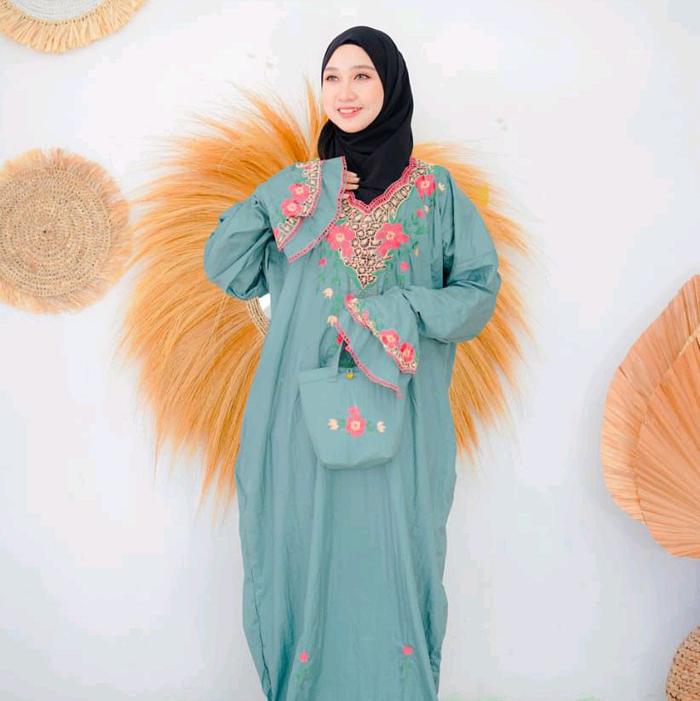 ABAYA PARASUTBORDIR SIZE XL  DEWASA - mukena abaya traveling parasut bordir premium terbaru termurah