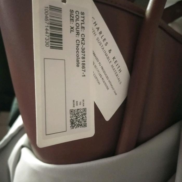 Charles & Keith - Choco Tote Bag Slouchy Tubular Lyla - Chocolate.