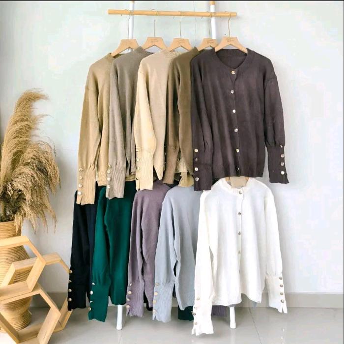 Cardigan starla,aira kancing gold dan silver PREMIUM Wanita Tebal Knitwear cdl jersey