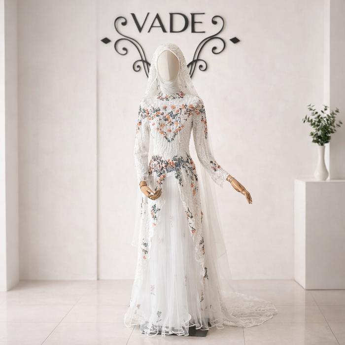 Kebaya Pengantin Putih Premium, Kebaya Wedding Elegan, Kebaya Hijab Pengantin, Kebaya Bordir Bunga M