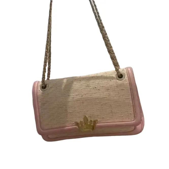 Shoulder and sling bag pink tweed mix kulit dr jestina