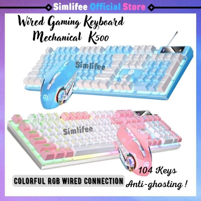 Simlifee Keyboard Gaming Semi Mechanical RGB K500 Murah