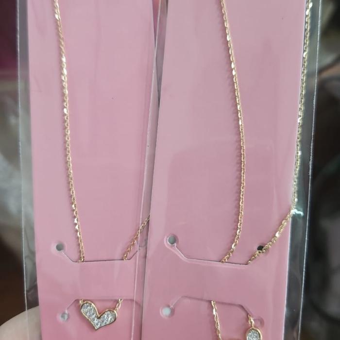Kalung Love Hati Solitaire Mata Satu Putih Emas Asli 375 Ubs Murah