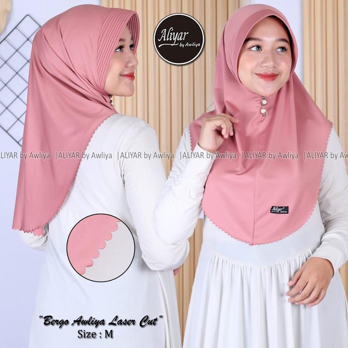 BERGO AWLIYA LASER CUT SIZE M ORIGINAL ALIYAR BY AWLIYA||HIJAB BERGO INSTAN||HIJAB SPORT||HIJAB AWLI