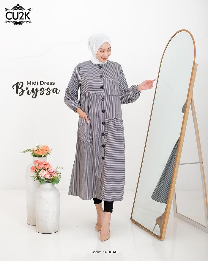 MIDI DRESS BRYSSA BY CU2K Fashion Wanita Terlengkap | Midi Dress Motif Terbaru Casual Gamis