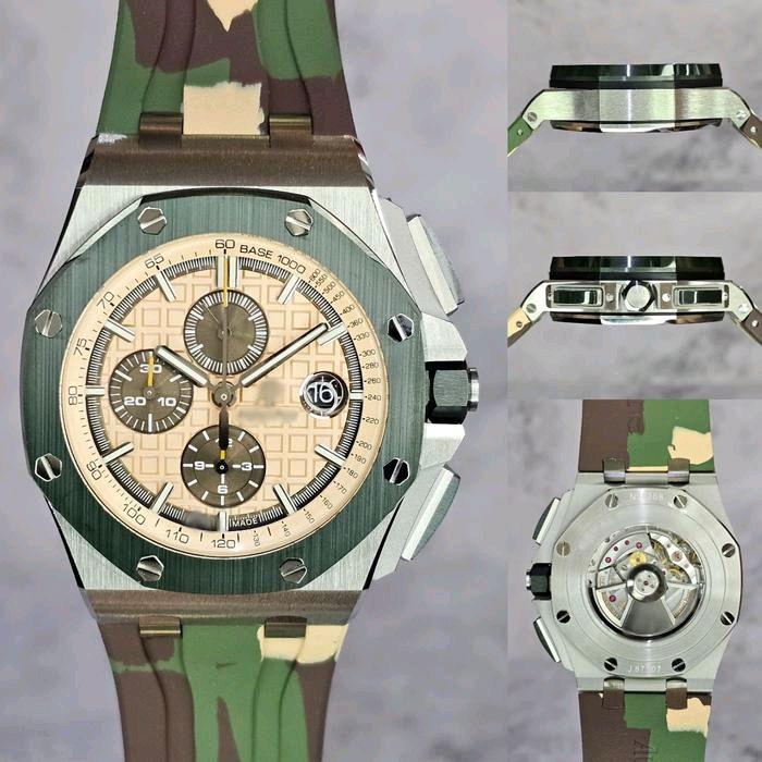 JAM TANGAN RESMI PRIA IAUD3MARS P1QUET AP ROYAL OAK OS NOVELTY ARMY CHRONO INSPIRED DESSERT WAFFLE D