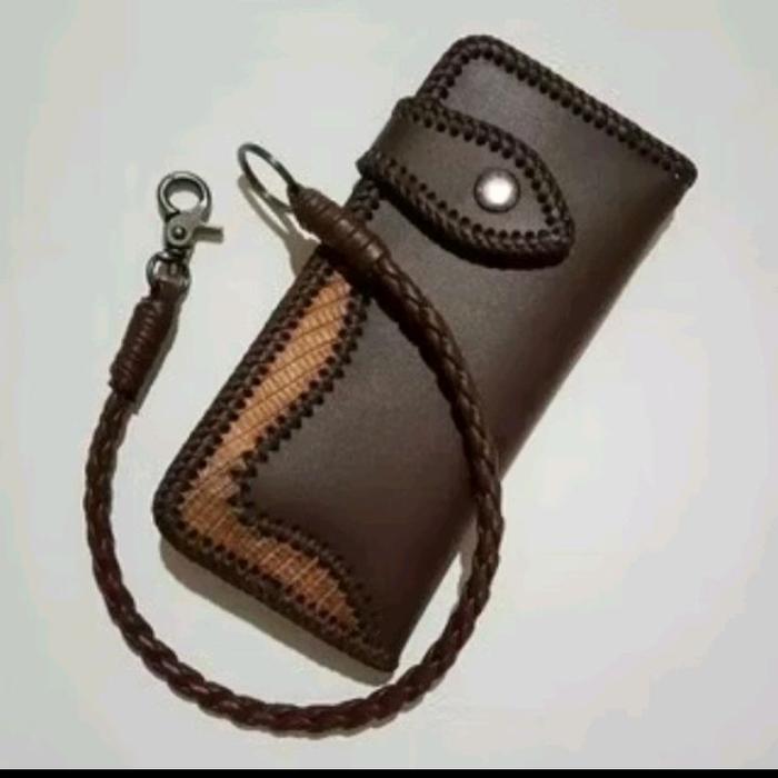 Dompet Kulit Panjang Pria Dompet Bikers Dompet Panjang Tali Anyam Handmade