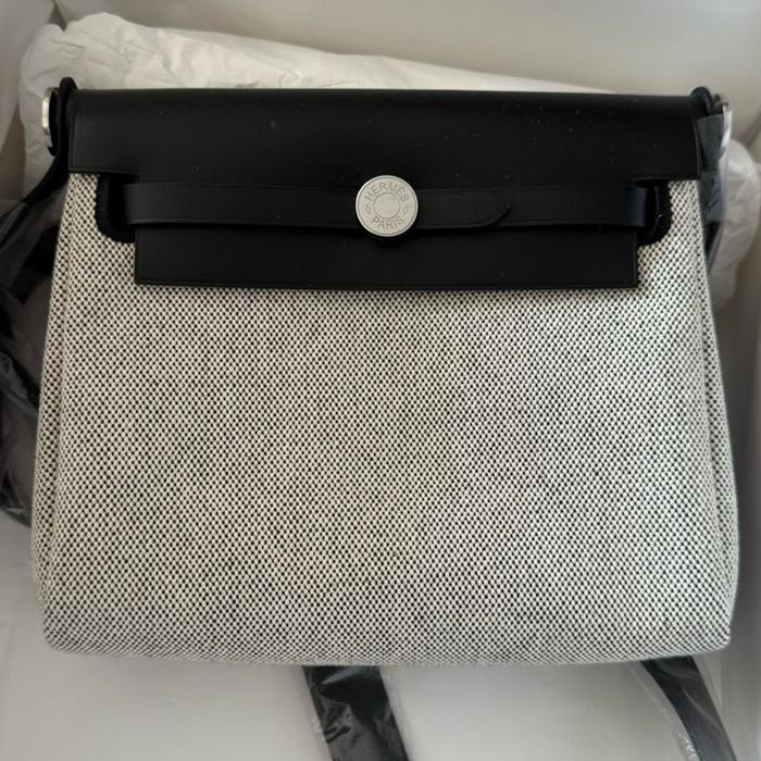 Mini herbag grey black bahan canvas size kecil