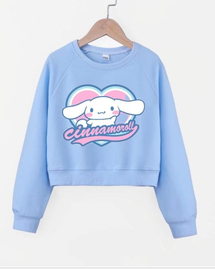 sweater crop top rib CINNAMOROLL LOVE anak perempuan Usia 3-12 Tahun/Hoodie croptop/sweter kroptop B