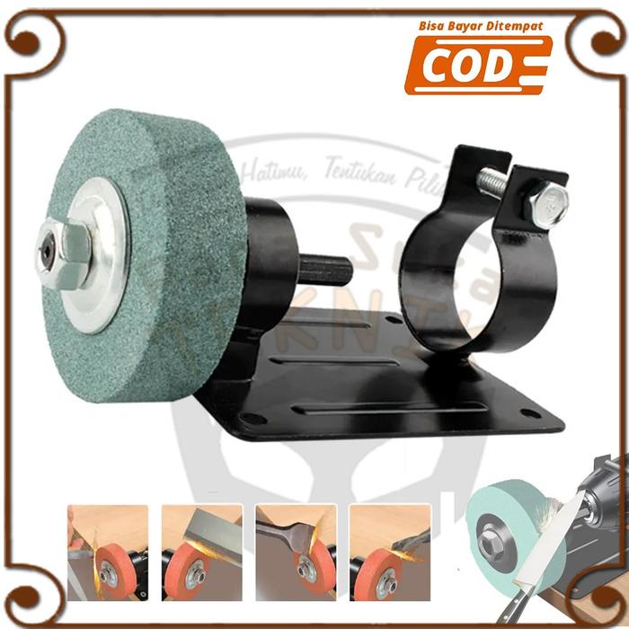 Paket Batu GC Duduk + Dudukan Meja Bor + Poles Roda Grinda Listrik set lengkap komplit