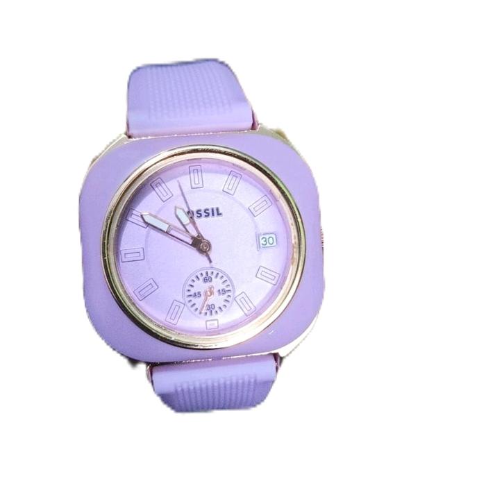 Fossil Jam Tangan Wanita Tali Rubber Chrono Off Tanggal On Analog Cewek Murah Terlaris Warna Ungu