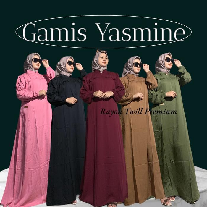 Gamis Yasmine Rayon twill ,Gamis wanita rayon twill ,Gamis polos