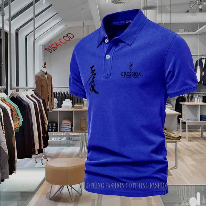 Exclusive Sale Cod T-Shrit Polo Kerah Cressida Rilex Text Hitam Kaos Kerah Dewasa Shirt / Kaos Wangk