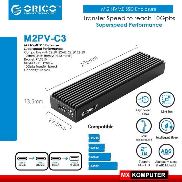 ORICO M.2 NVMe SSD Enclosure M2PV-C3