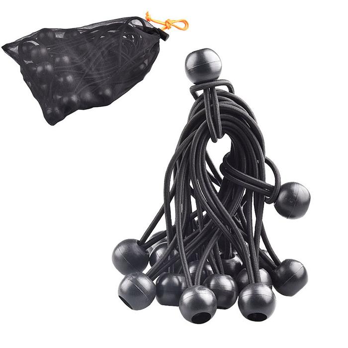 10 Buah Tali Elastis Bola dengan Mesh Bag Head Bungee Cord Terpal