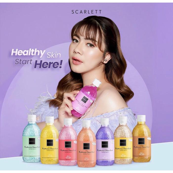 Scarlett Whitening Brightening Body Shower Scrub ( Body Shower Scrub Freshy Charming Coffee Manggo C