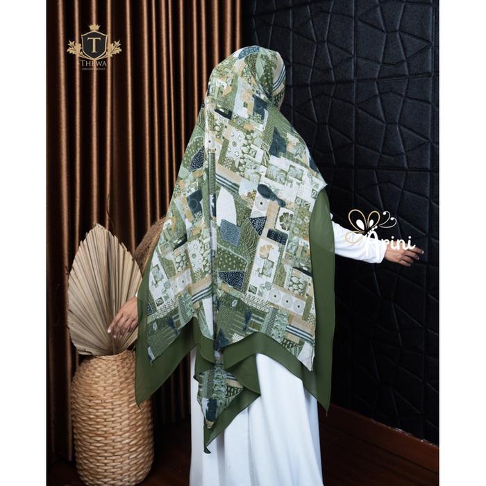 THEWA Kerudung/Hijab/Khimar "Arini Motif" Lancip 2 Layer Ceruty