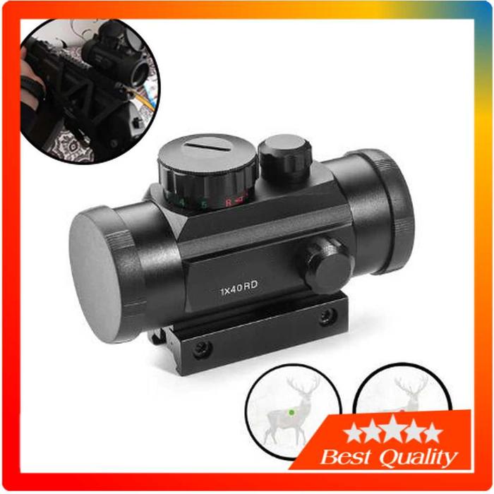 Tactical Hunting Red Dot Laser Keker Kekeran Laser Merah Gun Optical Sight Mount - 1x40rd