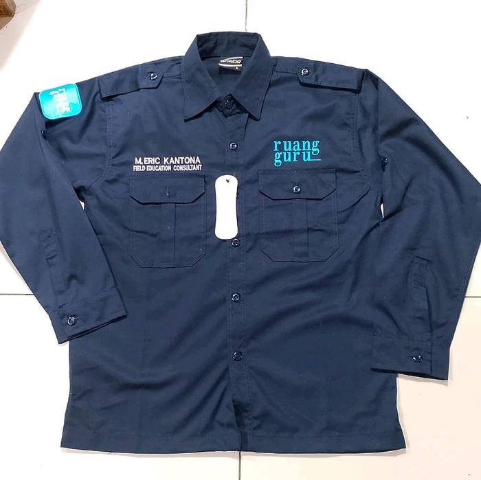 kemeja Ruangguru baju Ruangguru pdh nevy  panjang