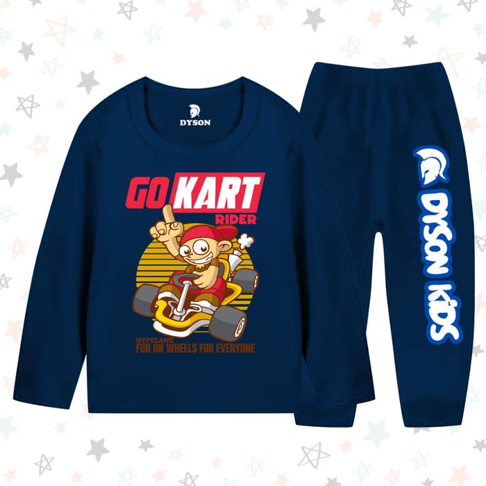 Baju Piyama Tidur Setelan Distro Go kart Lucu Anak Laki Laki Lengan & Celana Panjang 1 - 10 Tahun Ka