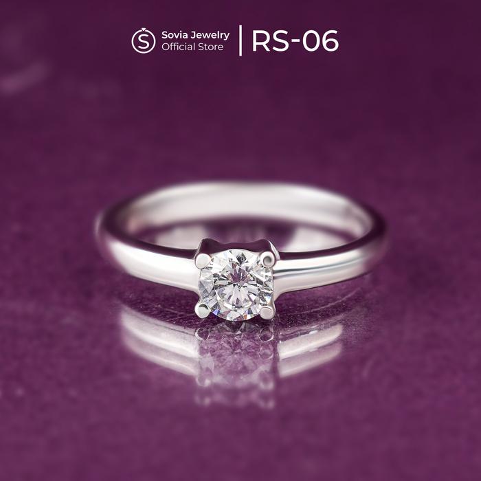 Sovia Jewerlry - Cincin Single Wanita Solitaire Zirconia Silver Desain RS 06 & RS 08