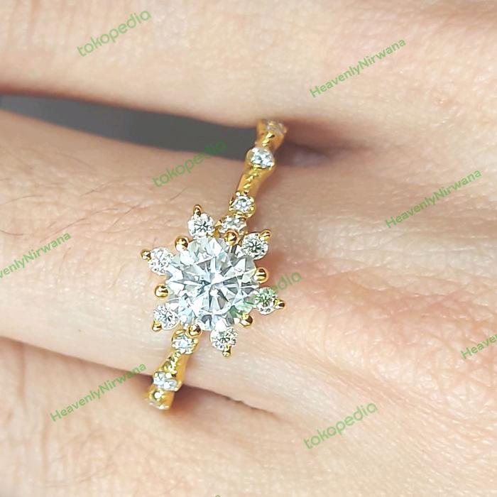 Hh Quality Moissanite Solitaire Gold Ring. Pass Diamond Tester