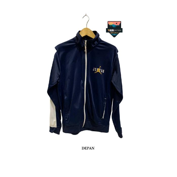 Jaket Tracktop Air Jordan Original - Biru Navy List Putih