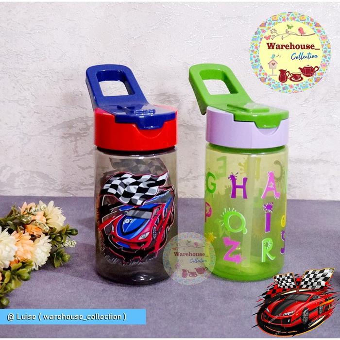 BOTOL MINUM ANAK DENGAN SEDOTAN 430 ML/BOTOL AIR MOTIF/ BOTOL AIR HEREVIN DECORATED
