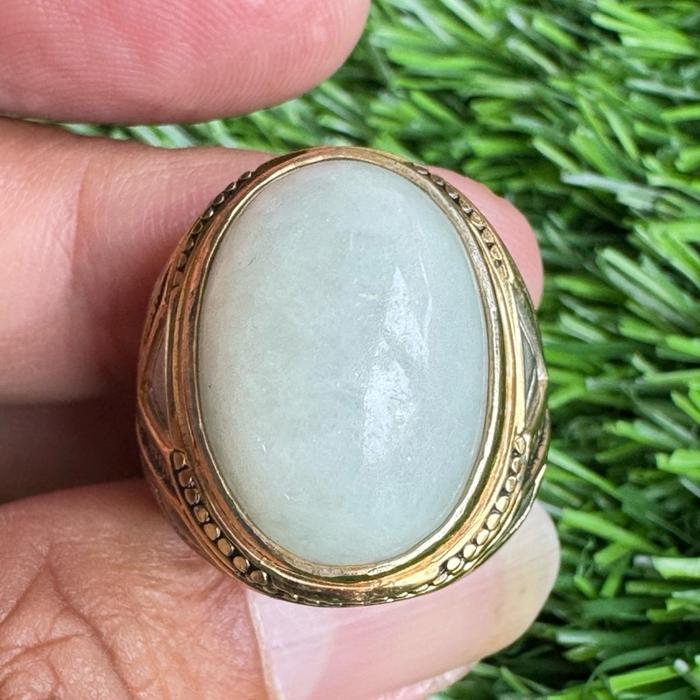 Natural Cincin Giok Nabire Jadeite Jade Light Green type A Kualitas Super Dim 20