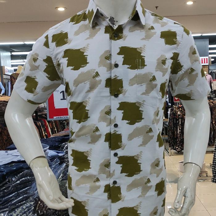 Platini kemeja pendek pria, kemeja printing pria slim fit