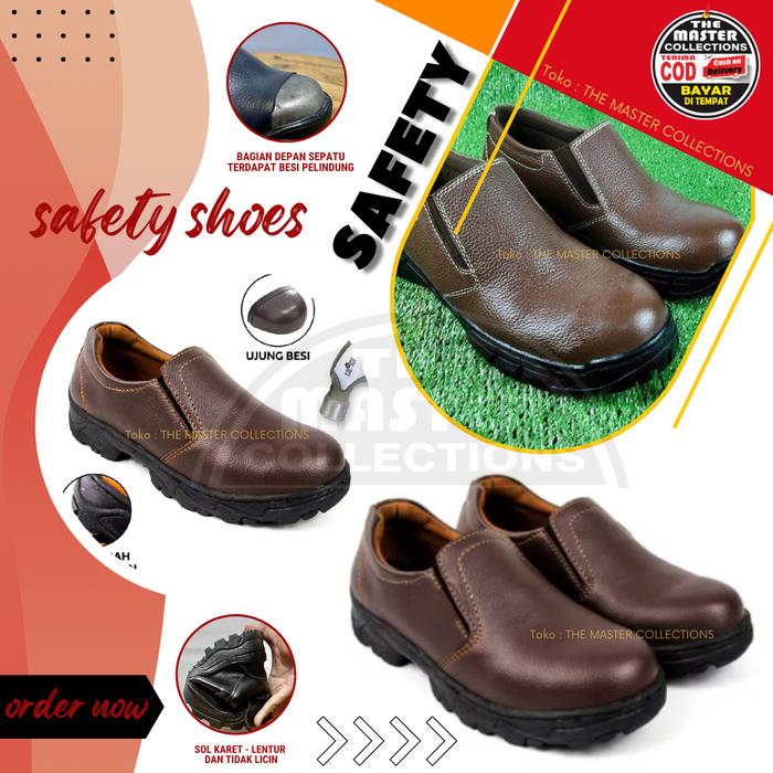Sepatu Safety Slip On Septi Pria Ujung besi Septy Slop Selop Kerja safety sepatu safety kings Safety