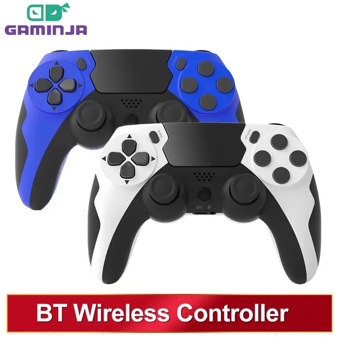 GAMINJA Wireless Controller BT Gamepad Double Vibration 6Axis Joypad With Touchpad Microphone Earpho