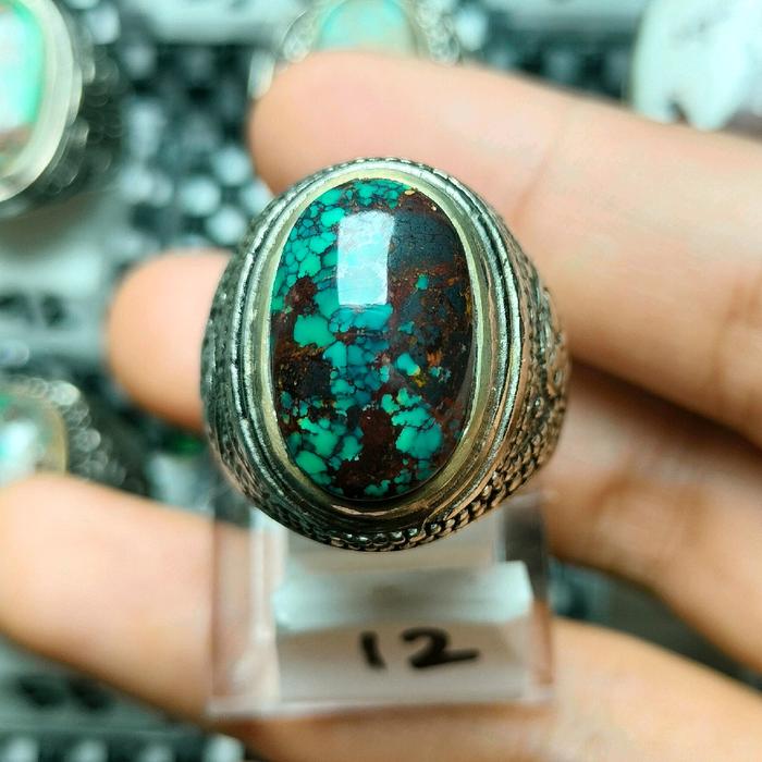 cincin pemanis jari batu pirus persia urat merah asli