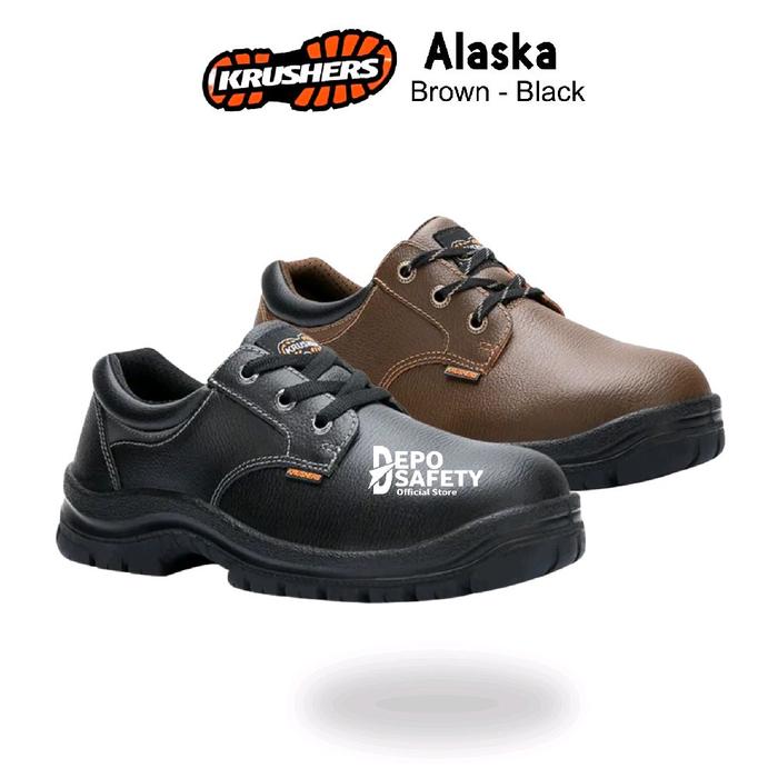 Sepatu Safety Pendek Krushers Alaska Brown - Black Ukuran 38 - 45 Original 100%