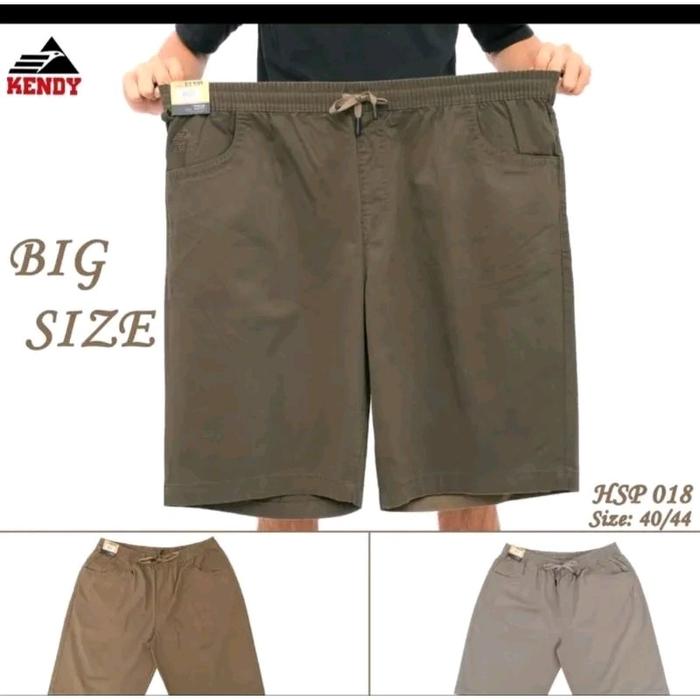 Celana Pendek Chino Super Jumbo 40 42 44 Merk Kendy Original Pinggang Karet Big Size Cotton Cinos Te