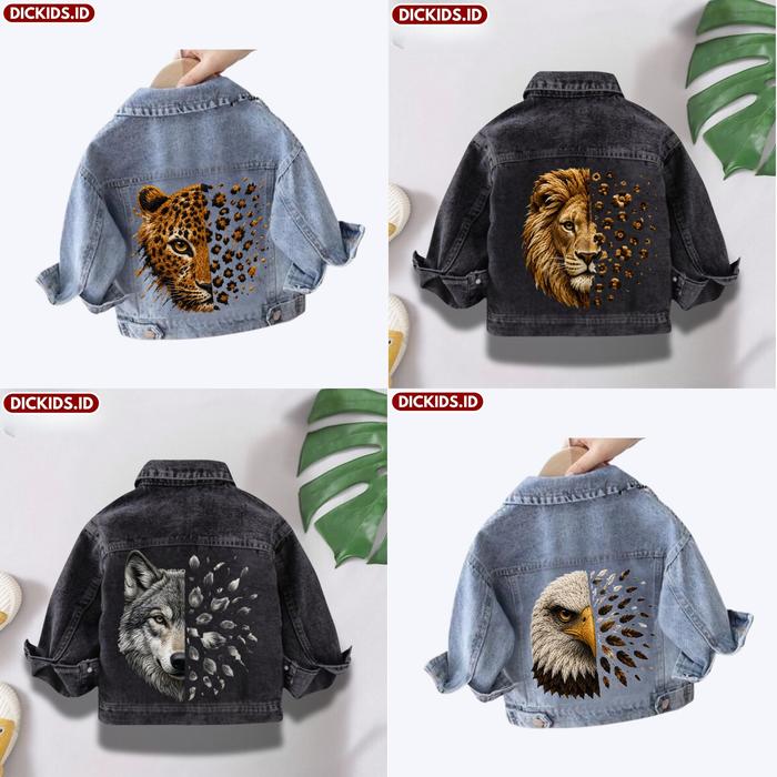 Dickids Jaket Jeans Anak Leopard Usia 1-7 Tahun Snow Blue & Snow Black Kain Soft Jeans Premium Non S