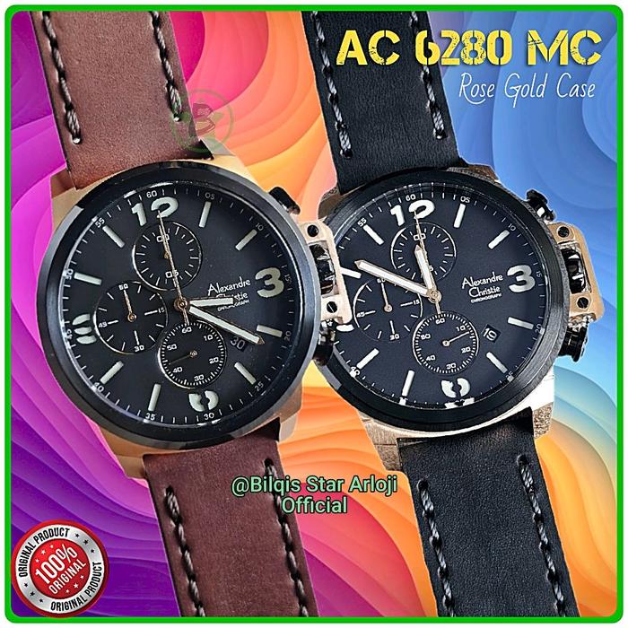 Alexandre Christie Pria Ac 6280 Mc Case Rose Gold Tali Kulit Original 100%
