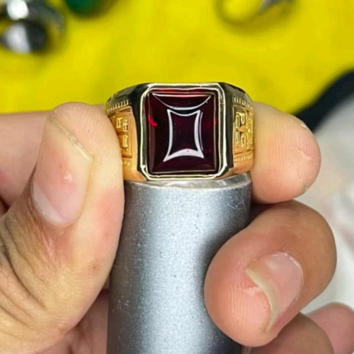 cincin batu Yaman merah natural asli gread A - cincin batu Yaman merah - cincin batu pria wanita