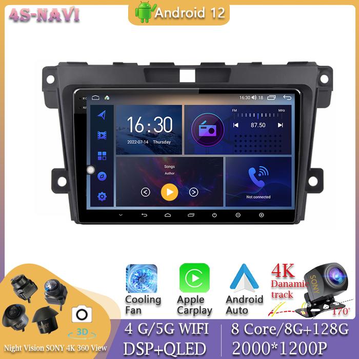 360 Camera Head Unit Android 12 For 2007-2014 Mazda CX-7 CX7 CX 7 Car